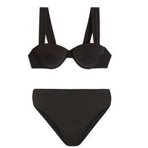 NWT WeWoreWhat Women's Wide Strap Underwire Bikini Top XS & High Rise Bottom S
